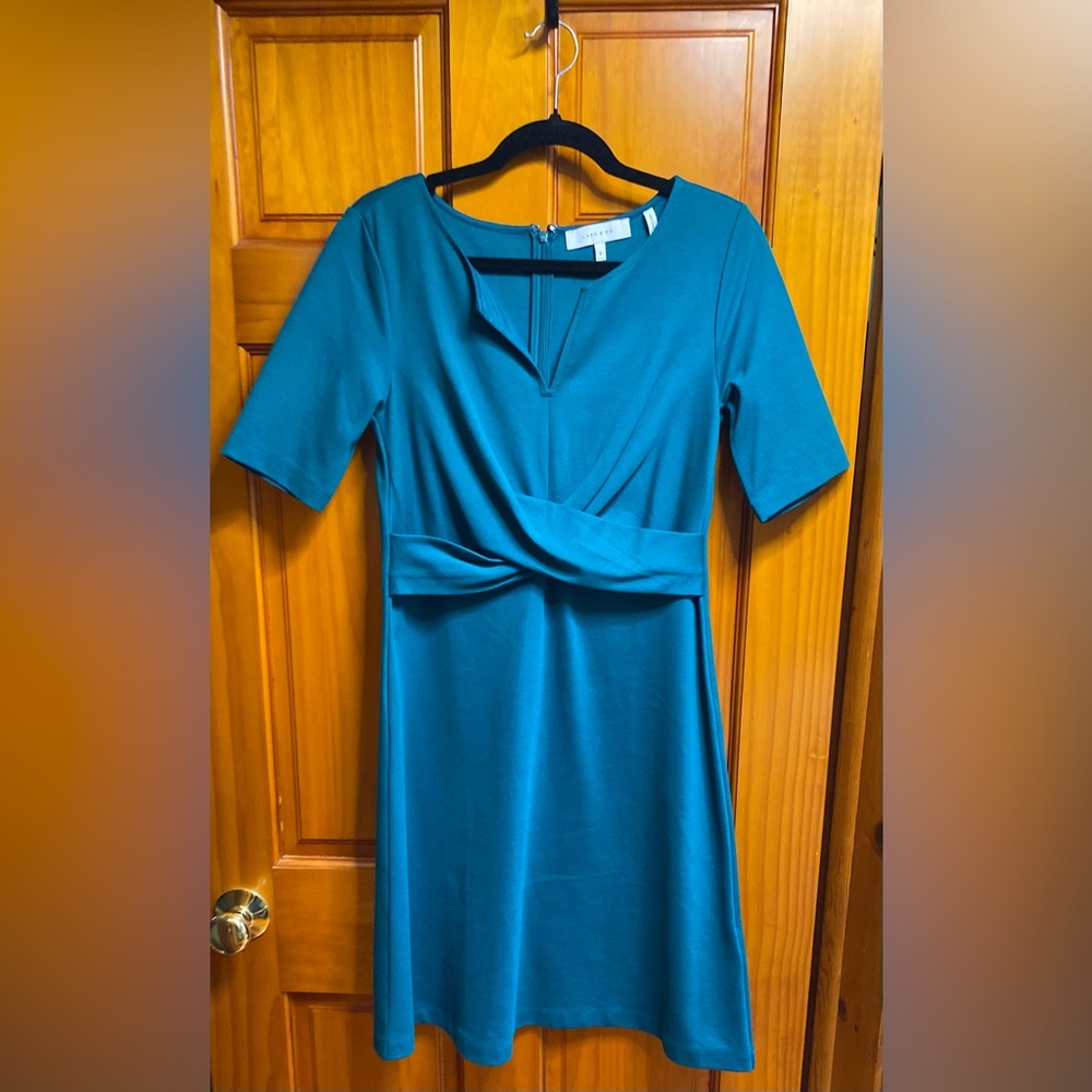 Lark & Ro Women's Half Sleeve Twist Front A-Line Ponte Dress 8 - Picture 6 of 12